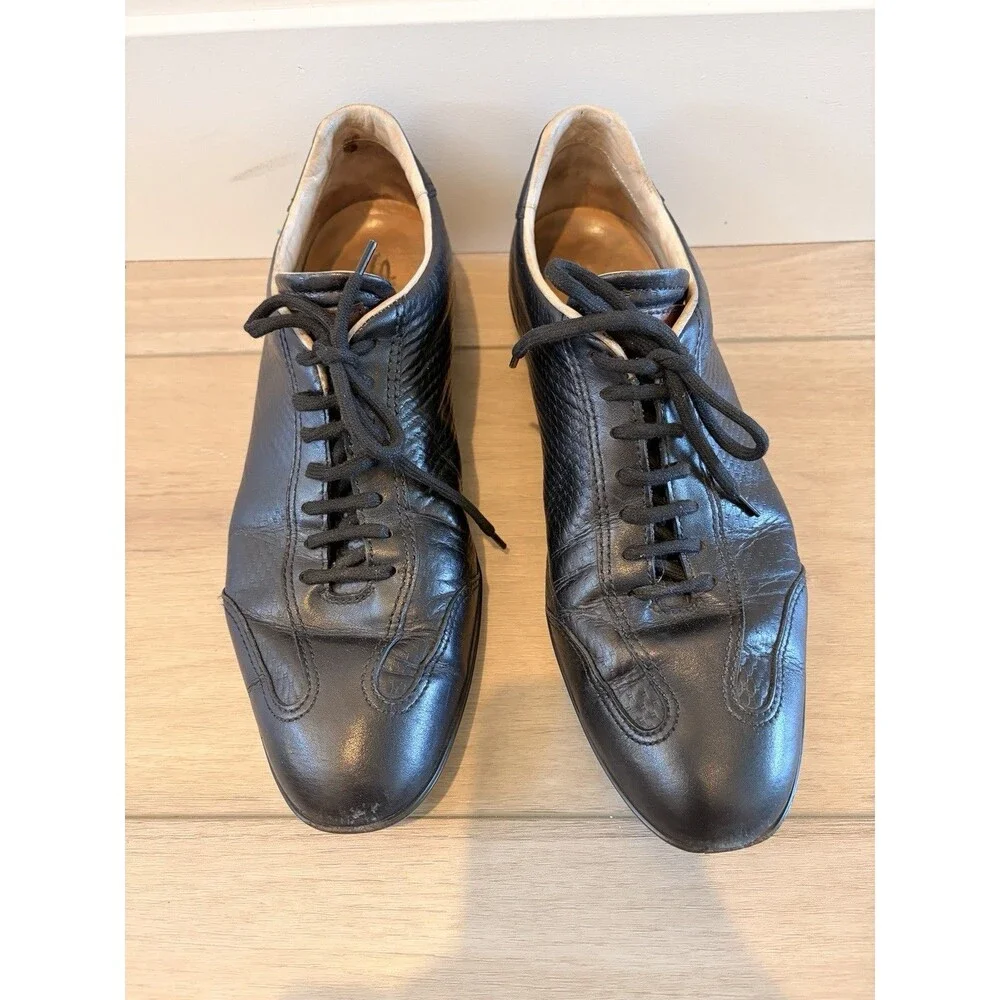 Santoni Club Men’s Black Leather Lace Up Shoes Sneakers  Size 9.5 D